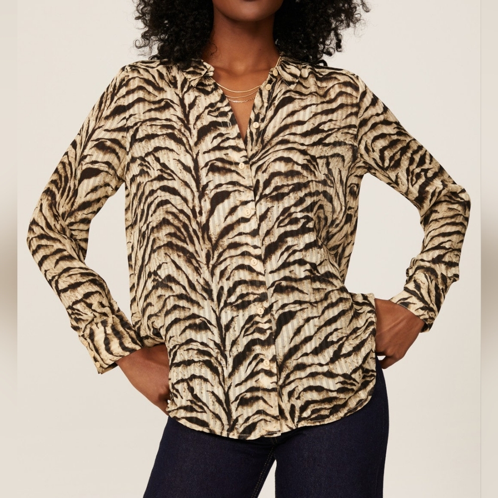 BA&SH | $240 Isaac Zebra Print Blouse - Picture 3 of 12